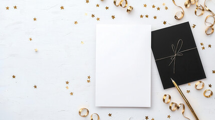Elegant blank card with gold decorations for celebrations