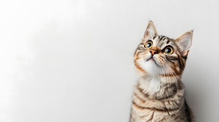 Curious cat gazing upward indoor feline wonder photography