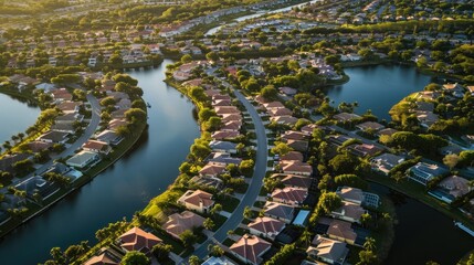 American Dream Homes: Aerial View of Exclusive Waterfront Living Complex in South Florida