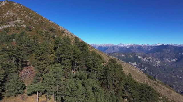 Drone view of the Mount Brune in the Alpes Maritimes in France