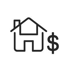 Minimalist House Icon with Dollar Sign on White Background