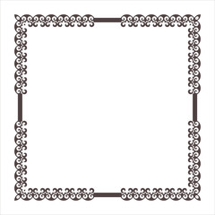 Vector MONOCHROME Square Kazakh national  frame ornament. Ethnic pattern of the NOMADE, Mongols, Kyrgyz, Kalmyks, Buryats. For ceramic, textile, print design, embroidery, sandblaster. Square frame