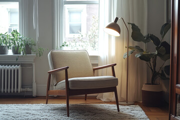 Cozy Living Room Corner with Chair and Lamp