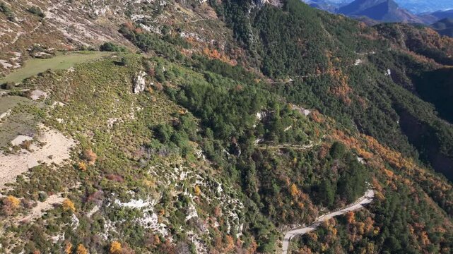 Aerial drone view of Mount Brune in the Alpes Maritimes in France