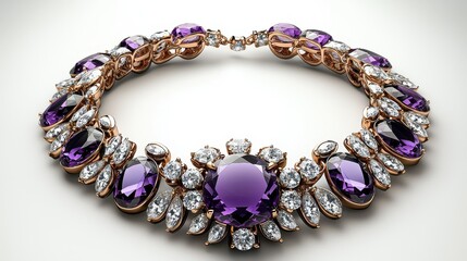 Obraz premium Large Amethyst Choker Necklace with Diamond Accents for Elegant Style