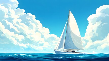 Yacht sail in the Atlantic ocean at sunny day cruise