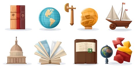 Set of Icons, Shapes, Objects, Colorful, Lawyer and Law Firm, on White Background, Abstract Image, Texture, Pattern Background, Wallpaper, Cover and Screen of Smartphone, PC, Laptop, 9:16 and 16:9 For