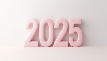 Pink three dimensional numbers represent two thousand twenty five