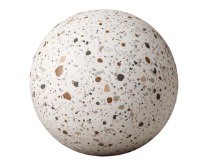 a white ball with black speckled spots