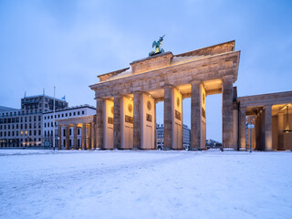 Brandenburg Gate in winter at night, Berlin, Germany © eyetronic