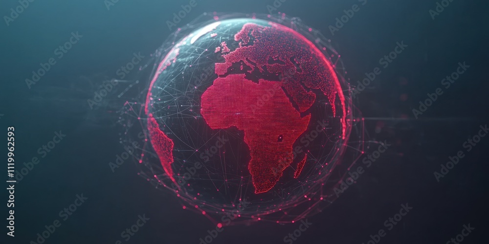 Aufkleber A digital globe with a network overlay, symbolizing global connectivity and technology.