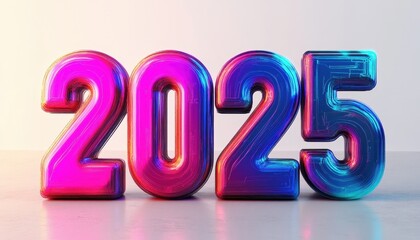 Vibrant iridescent numerals representing the year two thousand twenty five