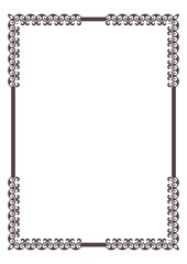 Monochrome rectangular Vertical Islamic Asian Kazakh national ornament frame. A4. For Award, textile, print design, embroidery, sandblaster, Kazakh pattern frame, border, decorative ornament. Vector