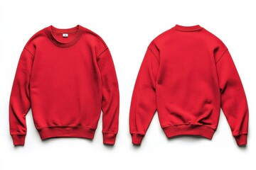 Red Crewneck Sweatshirt Mockup Displayed on White Background Highlighting Casual Style and Comfortable Design