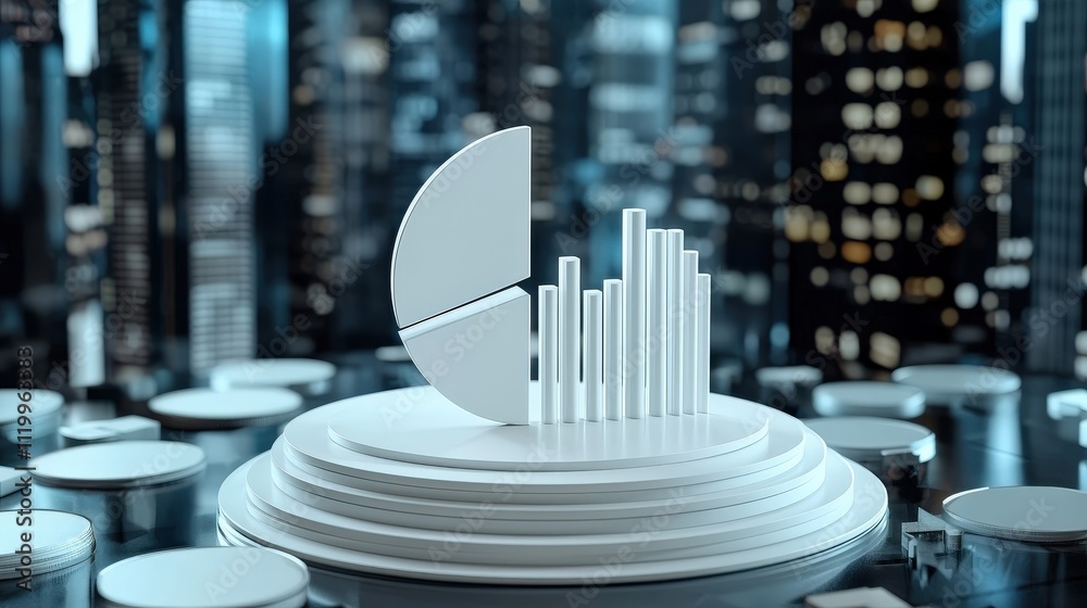 Leinwandbilder Digital screen displaying a white pie chart with clear sections, ideal for business presentations and strategy meetings