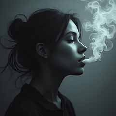girl with vape smoke