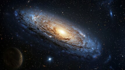 Fototapeta premium A depiction of a galaxy in space.