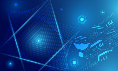 Fototapeta premium blue green lines circuit high technology networking with neon light abstract innovation background-01