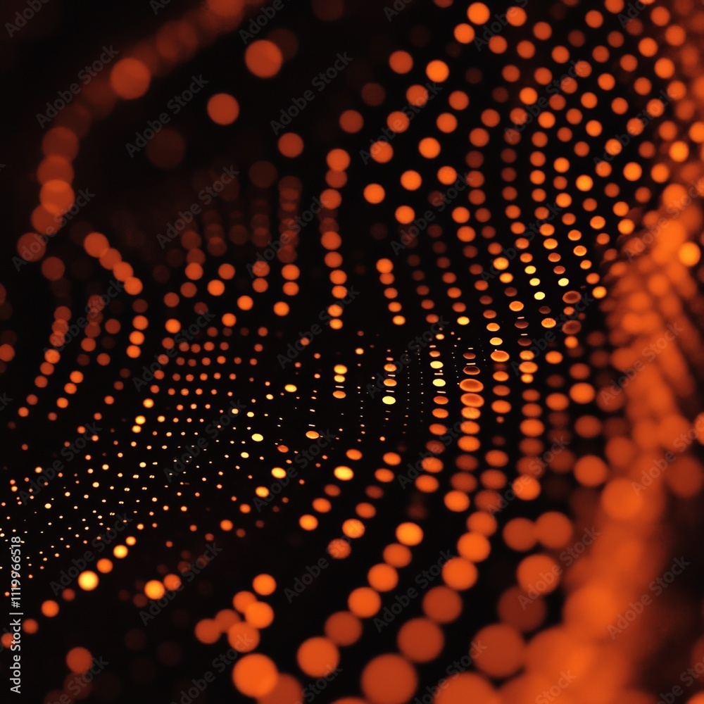 Poster abstract futuristic circle dots glow orange background. concept innovation connect digital line engi