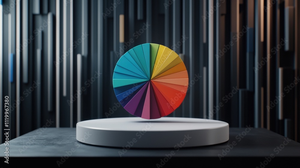 Aufkleber dynamic pie chart projected on a digital monitor, representing financial distribution and profit ana