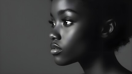 Fototapeta premium Female head silhouette woman profile beautiful makeup black and white colors bold illustration