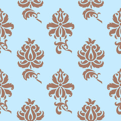 Indian Paisley Floral Seamless Vector Pattern in Mocha Mousse Color, Vintage Oriental Motif Print for Chintz fabric or Batik Indonesia Sarong, Arabesque Design