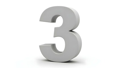 Fototapeta premium three-dimensional '3' number isolated on a white background create with ai