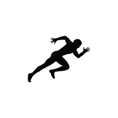 Running man, side view. Abstract isolated vector silhouette. Sprint Athletics. Silhouette of a running man