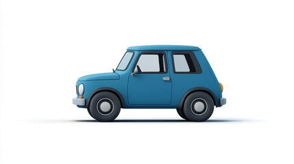 Whimsical cartoon car in a playful design showcasing a vibrant blue color