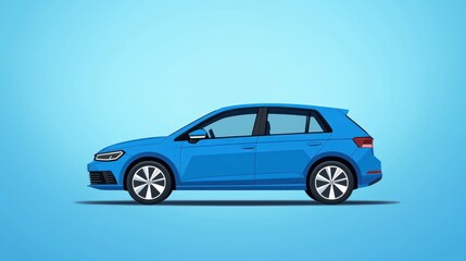 Obraz premium Funny cartoon car with a whimsical design on a bright blue background
