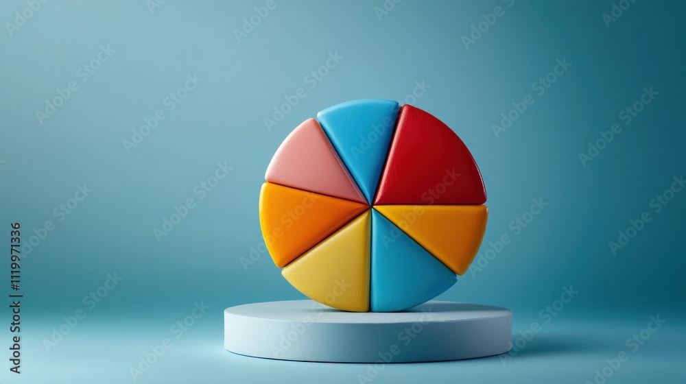 Aufkleber Digital display of a pie chart with highlighted financial trends, perfect for business reports and analytics presentations