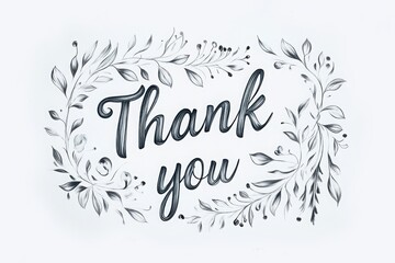 Beautiful hand-drawn thank you card design with floral elements and elegant lettering