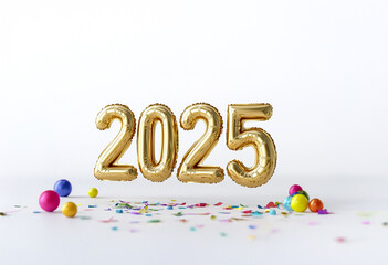 Elegant gold &ldquo;2025&rdquo; in balloon