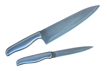 Set of kitchen knives isolated PNG file high quality.