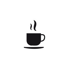 Coffee cup simple icon. Silhouette of a coffe cup on white background. Vector illustration