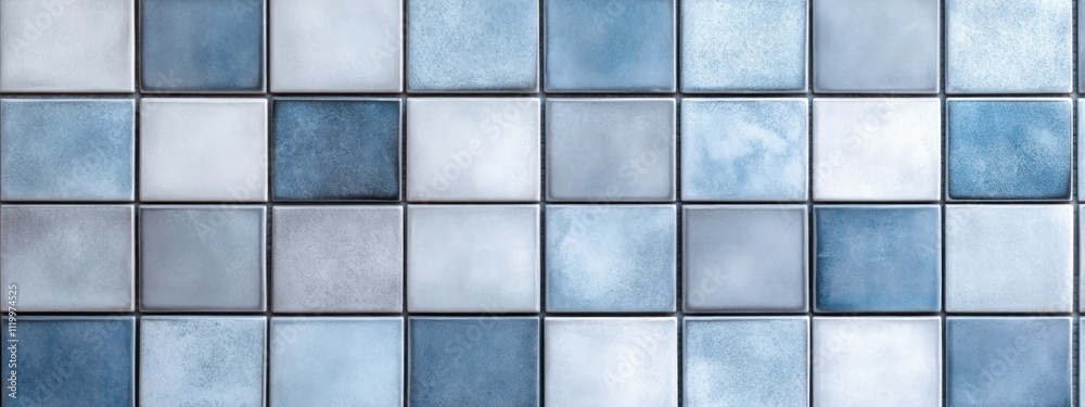 Aufkleber a grid of blue and gray tiles arranged in a modern pattern.