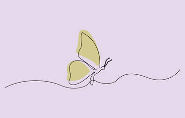 butterfly continuous line color design. poem element continuous line illustration, Butterfly art in continuous line with colorful organic shapes, vector, vector lineart. monoline asset.