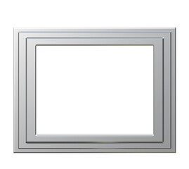 Silver picture frame on png transparent background.