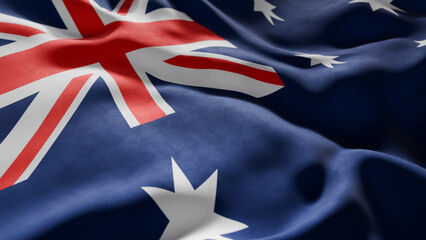 Close-up of Waving Australian flag