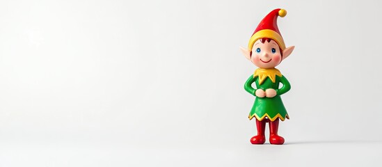 Cute Christmas elf figurine on white background.