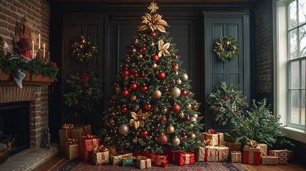 Elegant Christmas Tree in Cozy Living Room