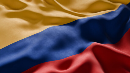 Close-up of Waving Colombia flag