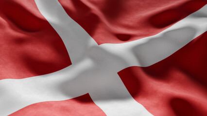 Close-up of Waving Denmark flag
