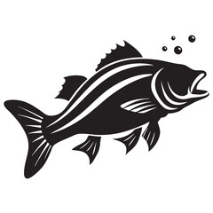 Fototapeta premium Striped bass fish silhouette