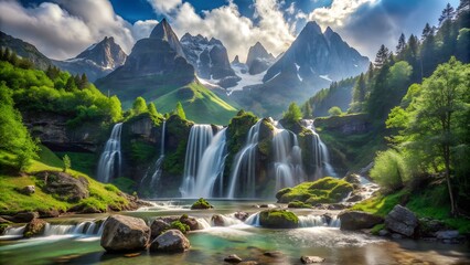 Cascading Splendor in the Swiss Alps
