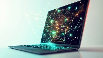 Digital Network Visualization on Laptop Screen