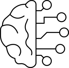 Artificial intelligence AI icon in line style, machine learning, smart robotic, cloud computing, network, digital, AI technology.