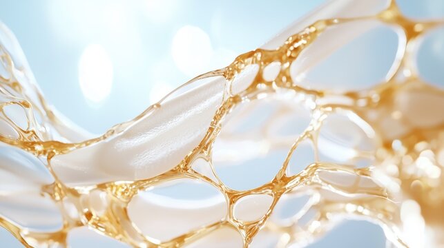 Closeup action of collagen structure laboratory setting macro scientific environment abstract viewpoint beauty concept