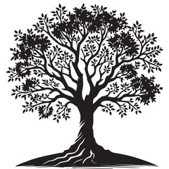 Fototapeta premium Tree silhouette vector with white background