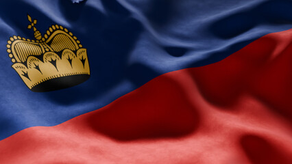 Fototapeta premium Close-up of Waving Liechtenstein flag